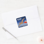 Grappige Pterodactylus Interventie Kerstmis Avontu Vierkante Sticker (Envelop)
