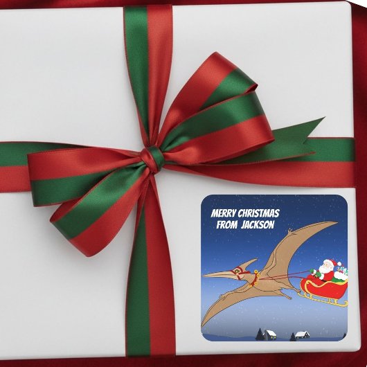 Grappige Pterodactylus Interventie Kerstmis Avontu Vierkante Sticker