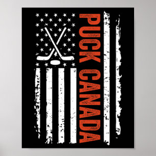 Grappige Puck Canada Vs Hockey Vintage Amerikaanse Poster