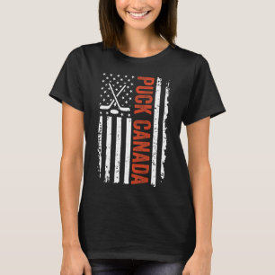 Grappige Puck Canada Vs Hockey Vintage Amerikaanse T-shirt