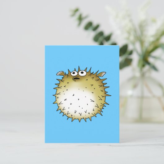 grappige puffelvis briefkaart (Staand voorkant)