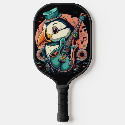 Grappige Puffin Bird Spelen Gitaar Steam Punk Pickleball Paddle (Voorkant)