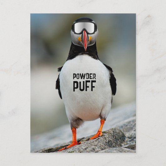 Grappige Puffin Downhill Skipoeder Puff Ski Trip Briefkaart (Voorkant)