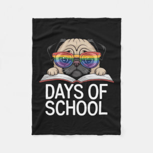 Grappige Pug 100 Dagen Van School Regenboog Bril L Fleece Deken