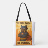 - Grappige Pug Art in Cape - Marvel-geïnspireerde Tote Bag (Achterkant)