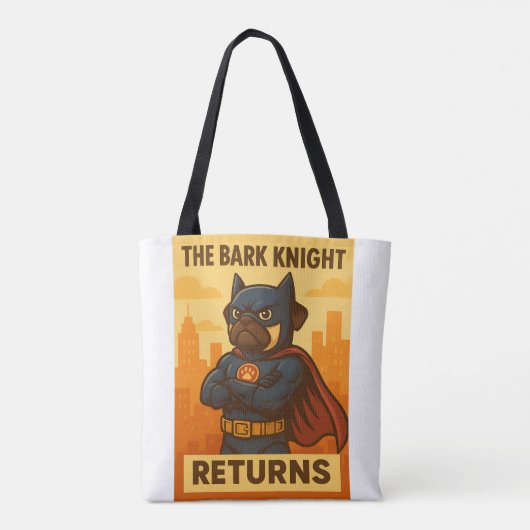 - Grappige Pug Art in Cape - Marvel-geïnspireerde  Tote Bag (Achterkant)