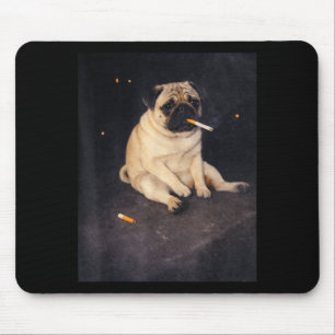 Grappige pug die meme sigaret rookt hond meme stra muismat