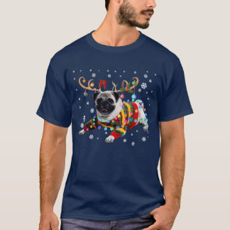 Grappige Pug Dog Christmas Rein Christmas Lights m T-shirt