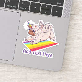 Grappige PUG Eenhoorn Regenboog VOEG EIGEN TEKST T Sticker