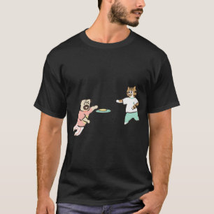 grappige pug en kat, tekening van pug en kat t-shirt