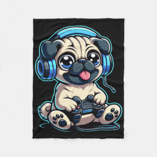 Grappige Pug Gamer Hond Gaming Pug Pugs Video Game Fleece Deken
