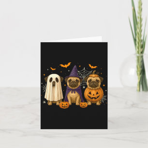 Grappige Pug Geest Heks Pompoen Halloween Kostuum Kaart
