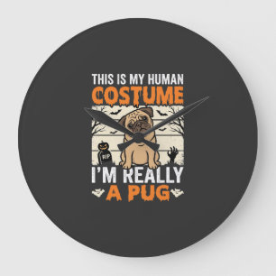 Grappige Pug Halloween Menselijke Kostuum Ontwerp Grote Klok