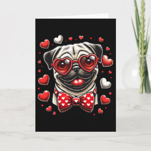 Grappige Pug Hart Hoofd Valentijnsdag Pug Vrouwen  Kaart