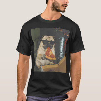 Grappige Pug Hond Eet Pizza Funny Pug T-shirt