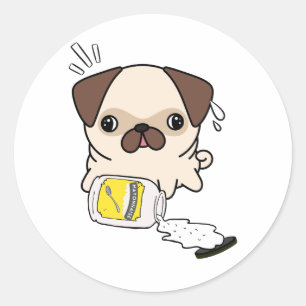Grappige pug hond gemorste mayonaise ronde sticker