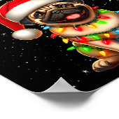 Grappige Pug Hond Kerstlichten Kerstman Hoed Snoep Poster (Hoek)