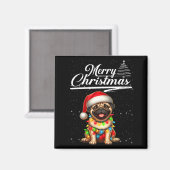 Grappige Pug Hond Kerstverlichting Kerstman Hoed S Magneet (Voorkant / Achterkant)