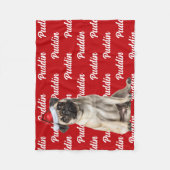 Grappige Pug-hond met naam Patroon Kerstmis Fleece Deken (Voorkant)