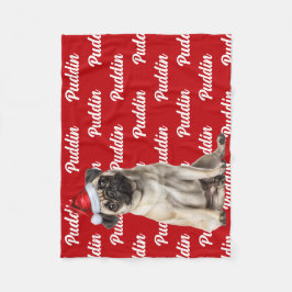 Grappige Pug-hond met naam Patroon Kerstmis Fleece Deken