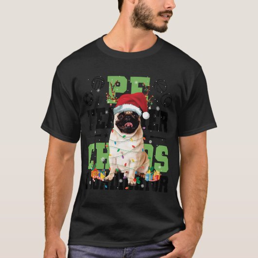 Grappige Pug Hond Rendier Licht Kerstcadeaus Grapp T-shirt (Voorkant)