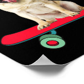 Grappige Pug-hond Skateboarden Kerstman Mannen Vro Poster (Hoek)