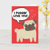 Grappige Pug-hond Valentijnkaart Kaart (Gele Bloem)