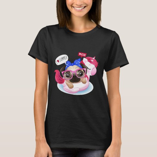 Grappige Pug Hond Zwemt Nee T-shirt (Voorkant)
