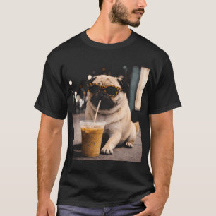 Grappige Pug Iced Coffee ,Hond Coffee Liefhebber T-shirt