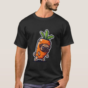Grappige Pug in Wortel Kostuum Ontwerp T-shirt