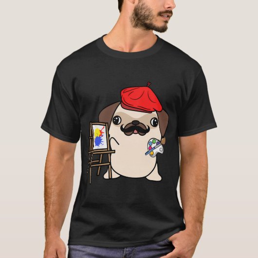 Grappige Pug is een schilder T-shirt (Voorkant)