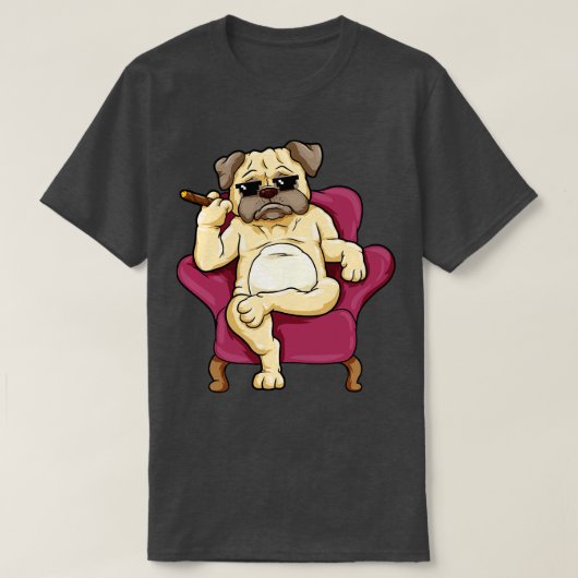 Grappige pug is een sigaar roken t-shirt (Design voorkant)