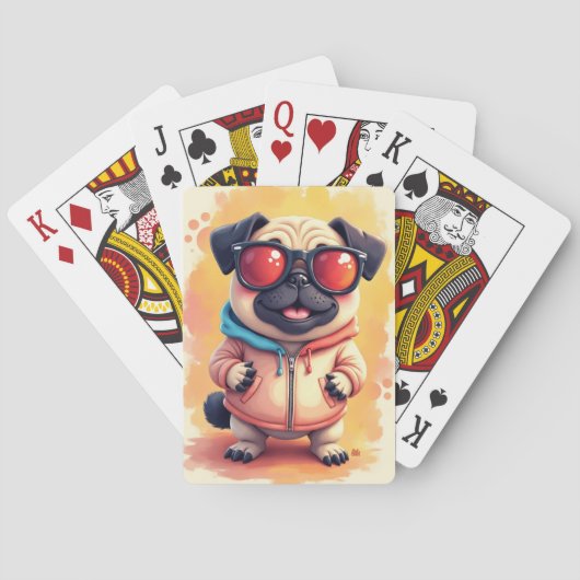Grappige Pug Kawaii Hond Pokerkaarten (Achterkant)