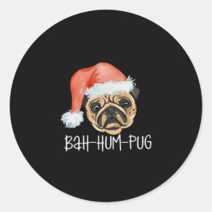 Grappige Pug Kerst Hond Mama Pap Pyjama Oversized Ronde Sticker