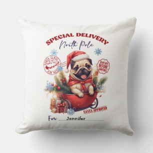 Grappige Pug Kerst Kussenhoes Kussen