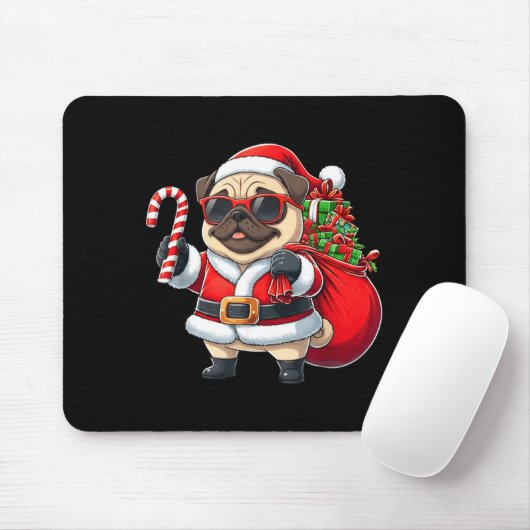 Grappige Pug Kerstman Kerst Outfit Kerstmis Moeder Muismat (Met muis)