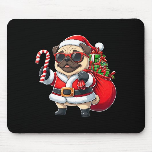 Grappige Pug Kerstman Kerst Outfit Kerstmis Moeder Muismat (Voorkant)