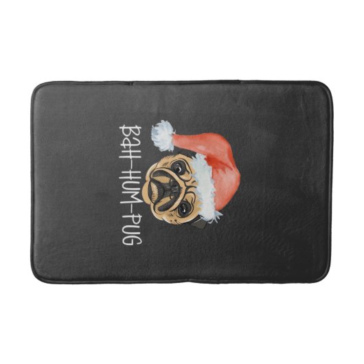 Grappige Pug Kerstmis Hond Moeder Vader Pyjama Maa Badmat (Voorkant)