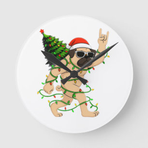Grappige Pug Kerstverlichting Boom – Schattige Ker Ronde Klok