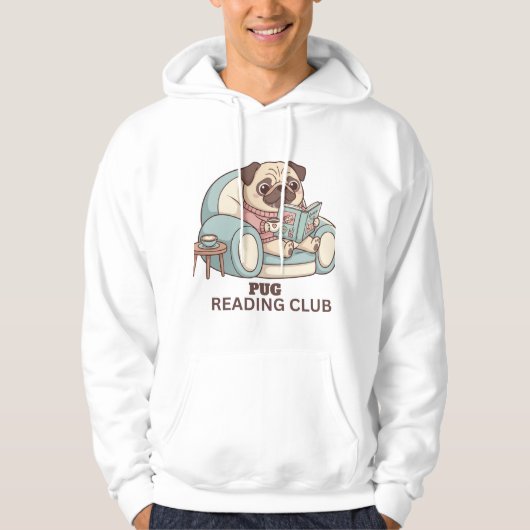 Grappige Pug Leest Proza & Pootjes Hoodie (Voorkant)