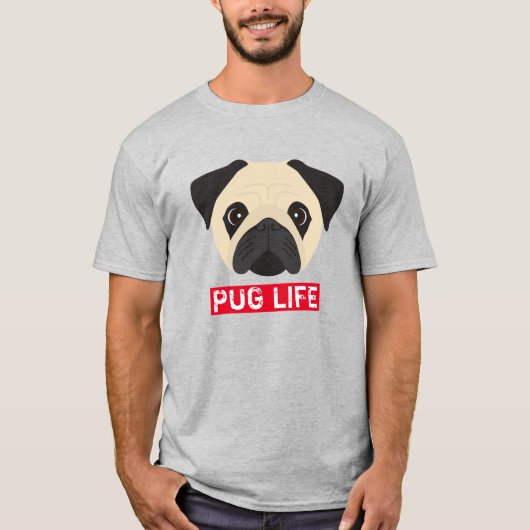 Grappige Pug Leven T-shirt (Voorkant)
