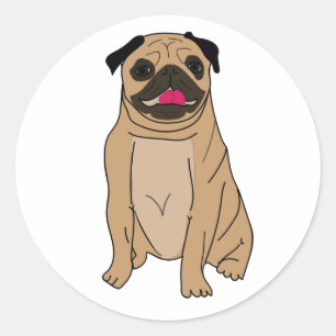 Grappige Pug Lieve Puppy Hond Moeder Hallo Liefde Ronde Sticker