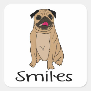 Grappige Pug Lieve Puppy Hond Moeder Hallo Liefde Vierkante Sticker
