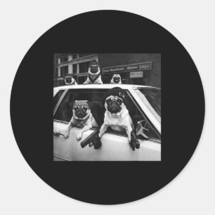 Grappige pug meme pug gangster hond street style ronde sticker