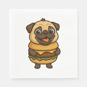 Grappige pug met hamburger cheeseburger mythische servet