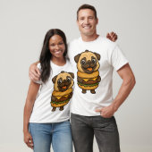 Grappige pug met hamburger cheeseburger mythische t-shirt (Unisex)