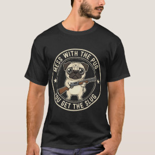 Grappige Pug met Jachtgeweer 'Grappig met de Pug' T-shirt