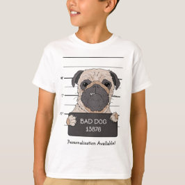 Grappige Pug Mugshot T-shirt