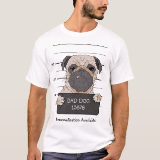 Grappige Pug Mugshot  T-shirt