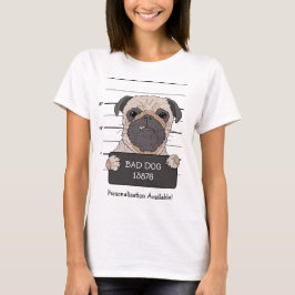 Grappige Pug Mugshot T-shirt